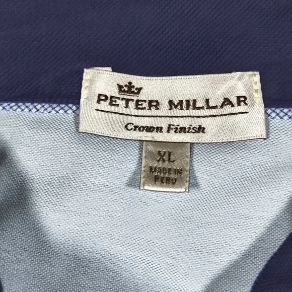 Peter Millar Polo Shirt Mens XL Blue Crown Finish Embroidered Stretch Golf - Picture 4 of 9